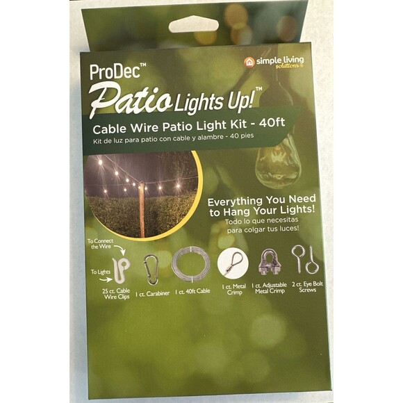 40ft Cable Wire Kit Patio Light Clips Simple Living Solutions ProDec 815040-4 - Picture 1 of 2